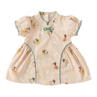 宝宝新中式连衣裙女婴国风周岁生日礼服裙子女宝改良旗袍夏装衣服