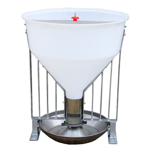 猪用粗桶料槽80公斤猪自由采食槽自动下料育肥猪大猪不锈钢猪食槽