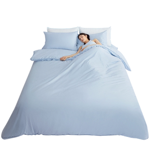 【自营】舒飘儿防螨虫床上用品防螨四件套件纯色儿童床笠床单套件