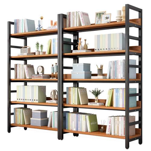 书架置物架落地简易储物架子家用钢木货架儿童收纳架铁艺多层书柜