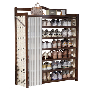 折叠鞋架子家用门口大容量多层入户门外防尘免安装鞋柜出租屋用竹