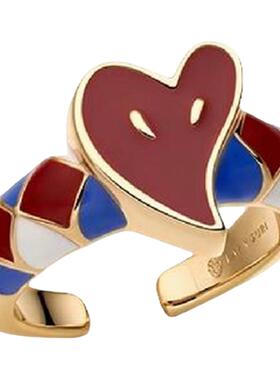 LAZYSURI懒苏芮 珐琅彩系列 红色爱心珐琅开口戒指女款新年时尚