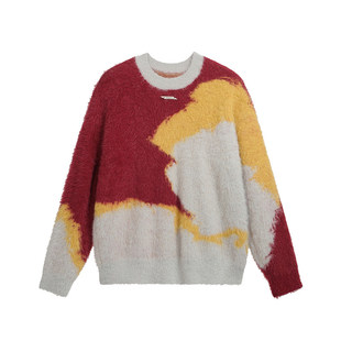 SILENTEX 多巴胺风拼色圆领毛衣男女同款宽松套头针织衫