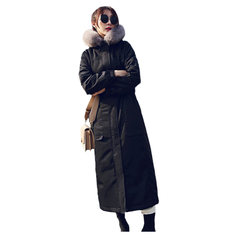 2024冬女长款狐狸皮草外套派克服