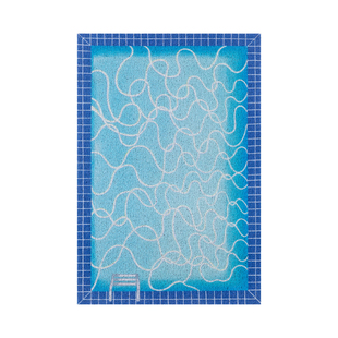 TRIPPY原创艺术复古波普风 蓝色水波纹夏日泳池 入户地垫客厅地毯
