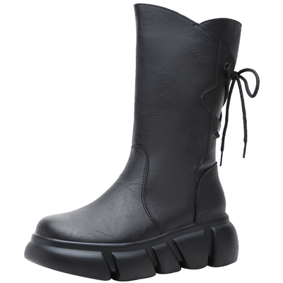 真皮雪地靴女中筒靴羊毛秋冬新款