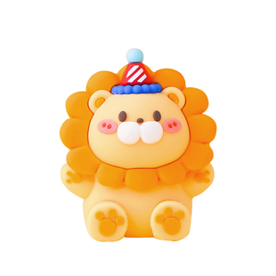 狮子座蛋糕装饰软胶派对帽小狮子玩偶摆件橙色系星座生日甜品插牌