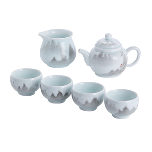 景德镇官方陶瓷功夫茶具套装家用泡茶壶公道杯送长辈整套乔迁礼物