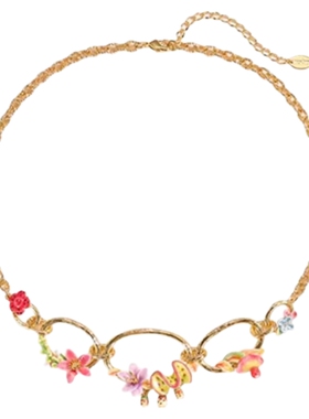 Juicy Grape热带花项链ins田园风度假小众珐琅设计感甜美毛衣链女