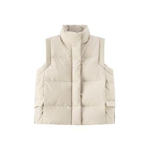 哈齿童装儿童羽绒马甲简约高级感米色上衣男童女童羽绒服冬季保暖