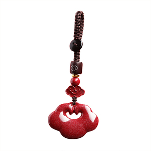 叙宫廷天然朱砂平安扣本命年挂件红色钥匙包挂扣挂饰男女通用平安