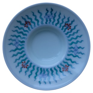 元隐茶事「塘下有鱼」慕古系列斗彩杯托盘 鱼鳞图册纹饰承香盘