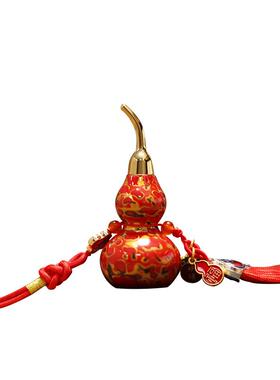 彩铜手工大漆中式铜葫芦精品摆件