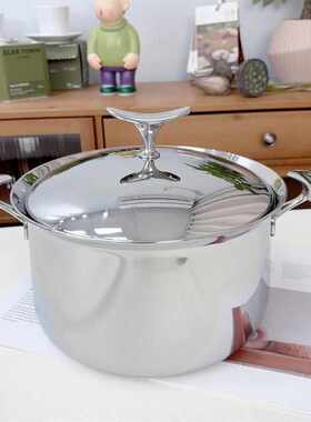 LUCUKU鲸鱼王304不锈钢汤锅高深汤锅无层钢加厚高汤煲20/22/24cm