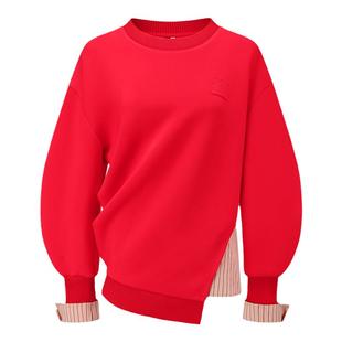 【deepmoss】女时尚休闲气质斜襟拼接衬衫下摆卫衣