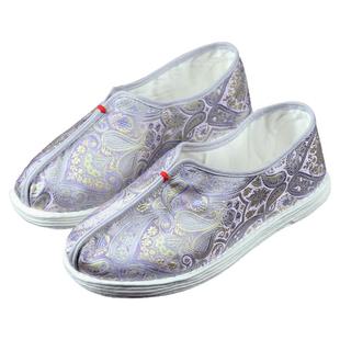 原创新品农家纯手工纳底布鞋女 浅紫织锦 平底透气汉服女士单鞋子