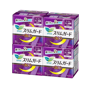 【自营】进口花王乐而雅零触感S系列30cm15片*4包卫生巾夜用组合