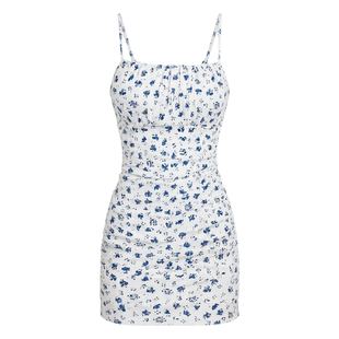 碎花修身吊带连衣裙女Floral slimming camisole dress for women