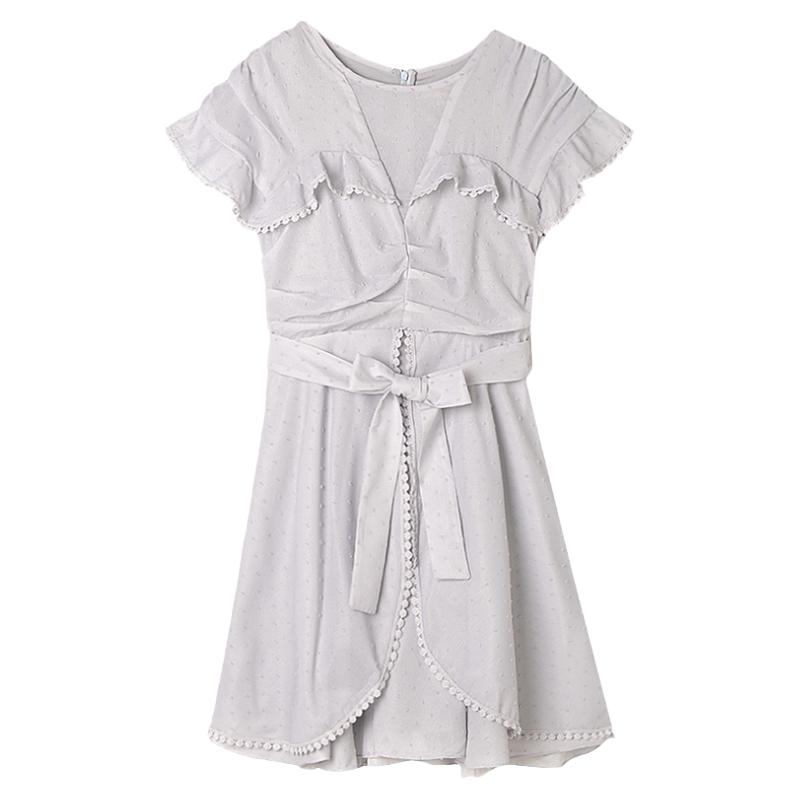 2024年夏装Outlets专柜 NY系列减龄潮款褶皱设计蝴蝶结中裙连衣裙