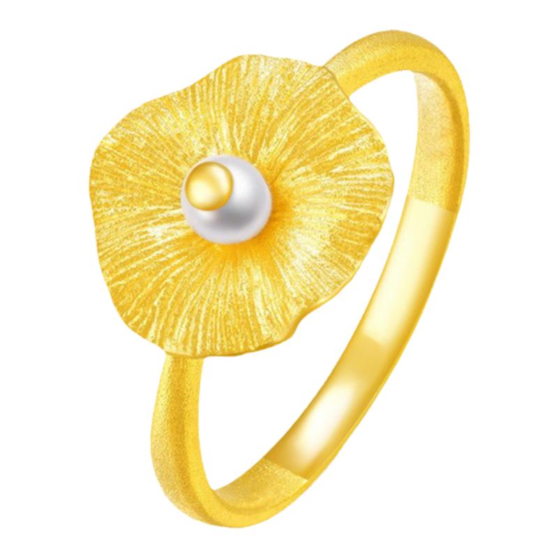 justgold珍珠足金戒指