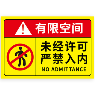有限空间警示标识牌安全作业风险点告知牌禁止入内贴纸受限空间施工警示牌提示进入注意应急危险制度警告当心