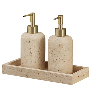 天然大理石洗手液瓶高颜值酒店轻奢空瓶黄洞石按压乳液瓶分装瓶子