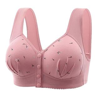 中老年人妈妈厚款前扣文胸大码棉内衣女加厚聚拢防下垂全棉文胸