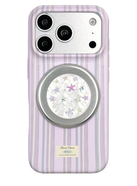 kaia温柔ins香芋紫条纹贝壳纹适用苹果17promax手机壳iphone16pro新款17女14pro磁吸支架15pro全包防摔手机套