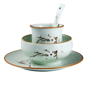 特色酒店摆台餐具三件套四 五 新中式餐厅专用碗碟套装商用菜盘子