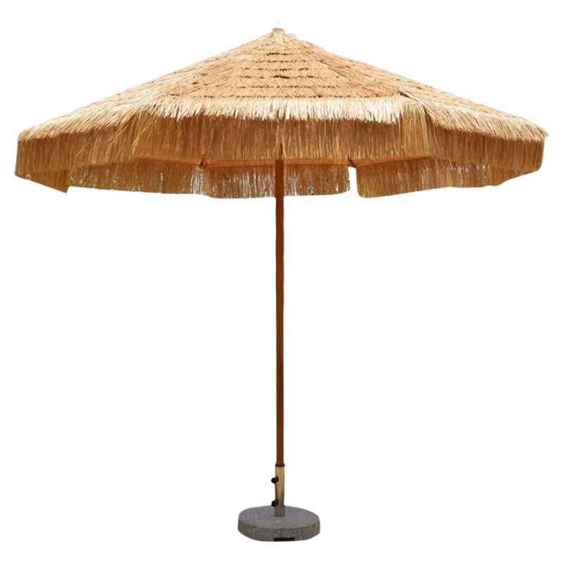 度假村沙滩伞仿真茅草防水防晒太阳伞网红中柱伞户外遮阳伞庭院伞