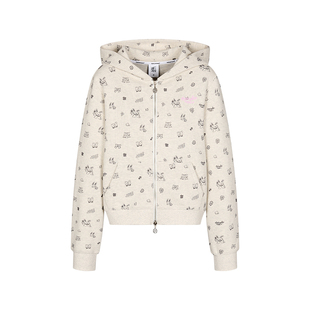 BETWEENAND春季2026新款waji满印兔耳朵连帽卫衣微喇卫裤套装女