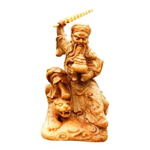 黄杨木雕赵公明随身迷你工艺品雕件赵元帅原木人物雕刻供奉摆件