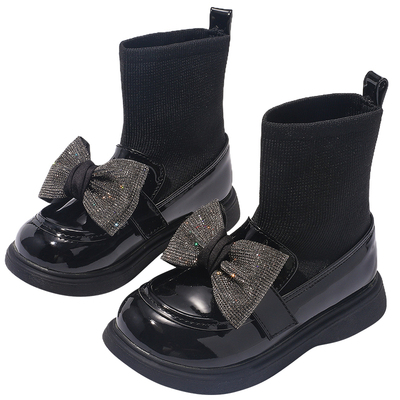 女童靴子蝴蝶结洋气小女孩公主靴