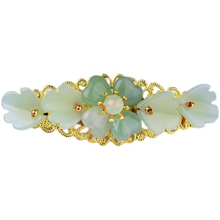 简约气质东陵玉古风头饰发夹一字顶夹发卡半扎丸子头横夹女日常