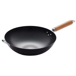 九阳铁锅精铁真不锈炒锅无涂层家用炒菜锅燃磁通用炊具老式大铁锅