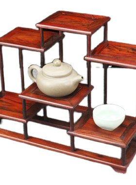 红酸枝中式工艺品盆景实木博古架