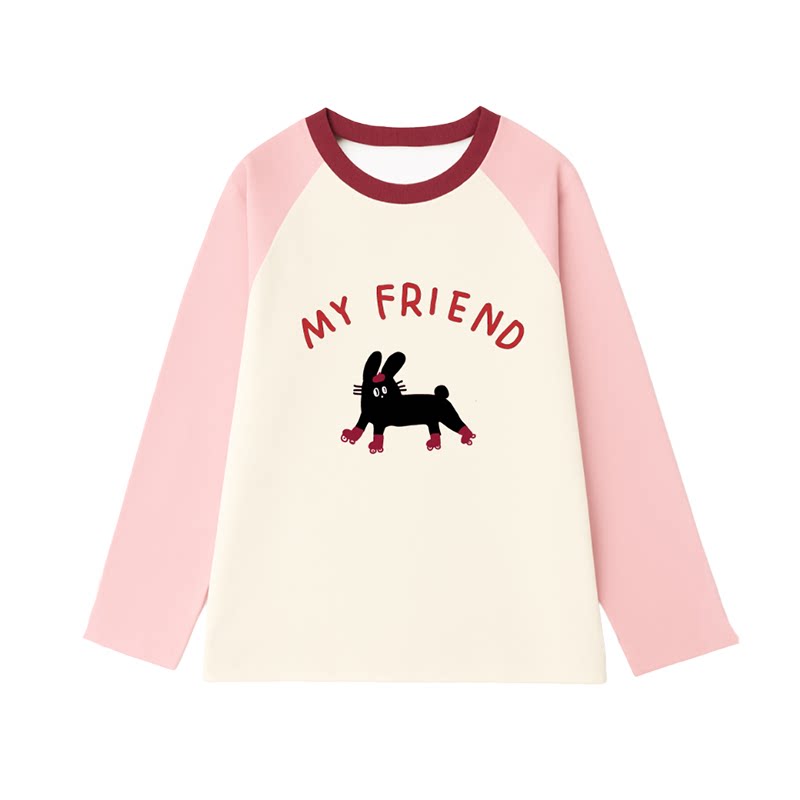 迷你巴拉巴拉男女童长袖T恤2025秋新品纯棉儿童撞色上衣宝宝内搭