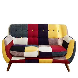 日式小户型客厅创意单双三人位彩色布艺设计师沙发民宿休闲沙发