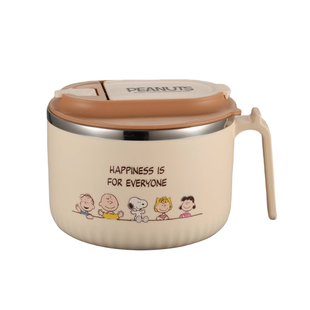 史努比304不锈钢泡面碗学生宿舍个人专用饭碗大容量汤碗带盖新款