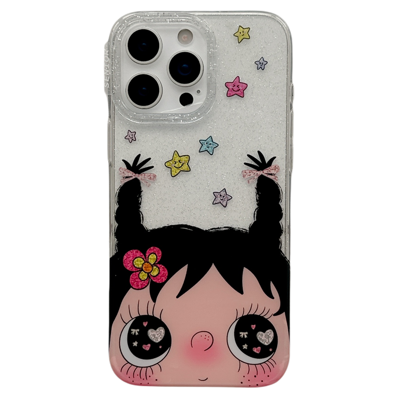 MoreRex ins日韩可爱扎辫子小玉女孩适用苹果17手机壳iphone16promax新款17pro透明14防摔保护套13带挂绳15女