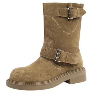 商场专柜同款红蜻蜓卡皮巴拉西部靴冬季女鞋时装靴中筒牛仔女靴子