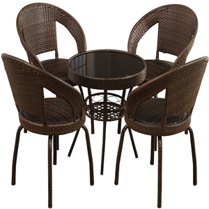 凝企藤椅三件套阳台小桌椅小茶几简约户外庭院休闲茶桌防水网红