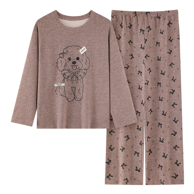 春秋冬季女款羊绒长袖保暖家居服