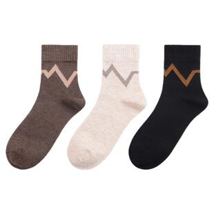 棉元素女士袜子秋冬保暖季舒适羊毛简约风女裤中筒袜YM20529