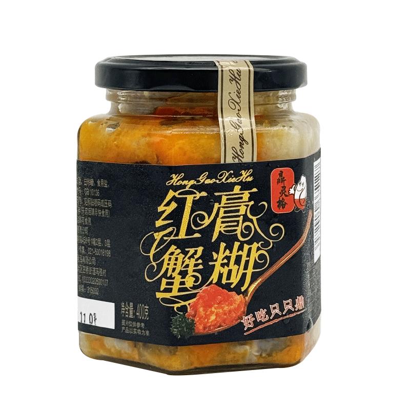 鼎灵格400g*4瓶红膏蟹糊送礼佳品即食罐装宁波特产梭子蟹腌制呛蟹