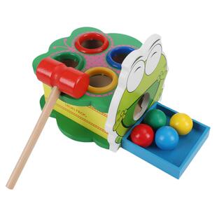 绿豆蛙敲球台儿童早教木制益智敲敲乐锤子敲打台宝宝眼手协调玩具