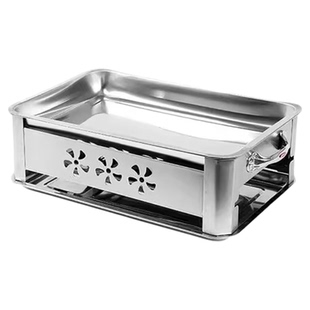 不锈钢烤鱼盘商用木炭烤鱼炉海鲜大咖烤鱼锅酒精炉长方形碳烤炉