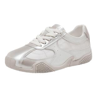 Daphne/达芙妮女鞋休闲鞋2025新款春秋季时尚百搭香槟金色德训鞋Y