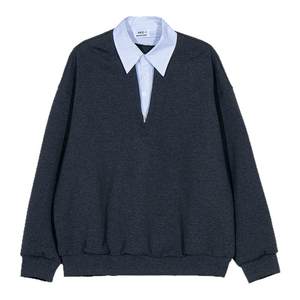 HUALUNDESIGN 一轩轩轩Hualun秋日ootd穿搭一整套衬衫领卫衣套装男生假两件衣服一套搭配