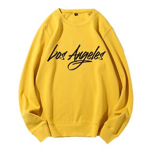 圆领健康布卫衣LOS ANGELES洛杉矶城市款情侣街头嘻哈春秋长袖